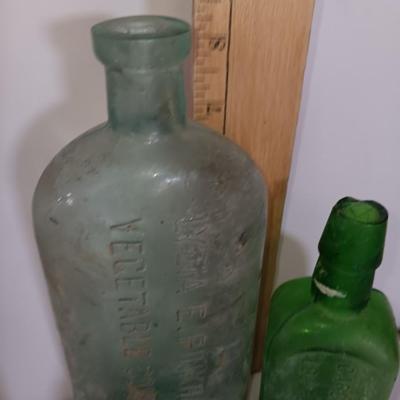 Antique embossed glass bottles - Denver - Lydia Pinkham's Vegi compound and others
