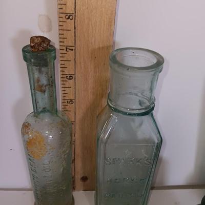 Antique embossed glass bottles - Denver - Lydia Pinkham's Vegi compound and others