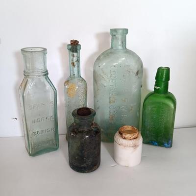 Antique embossed glass bottles - Denver - Lydia Pinkham's Vegi compound and others