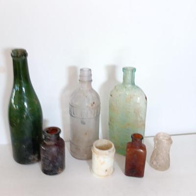 Antique glass bottles