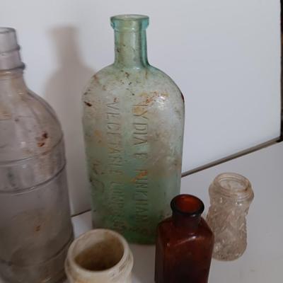 Antique glass bottles