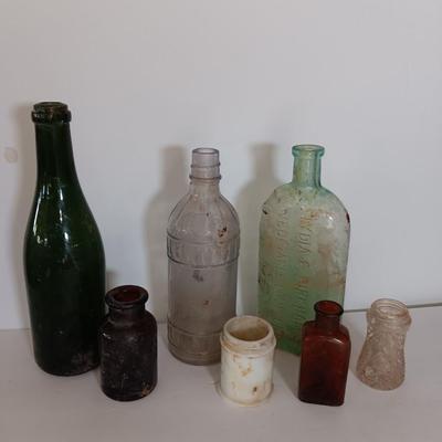 Antique glass bottles