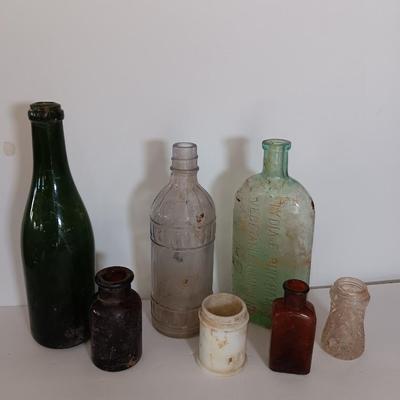 Antique glass bottles