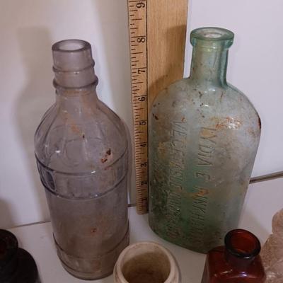 Antique glass bottles