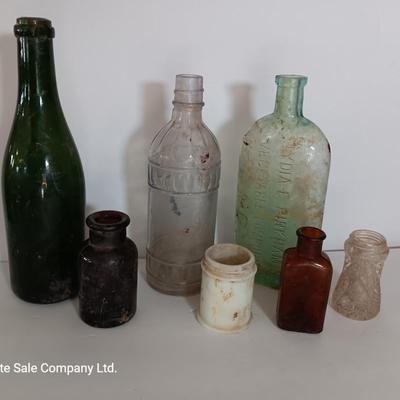 Antique glass bottles