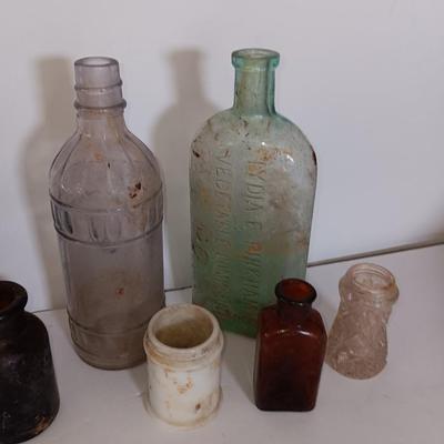 Antique glass bottles