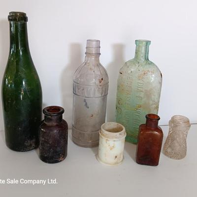 Antique glass bottles