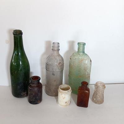 Antique glass bottles