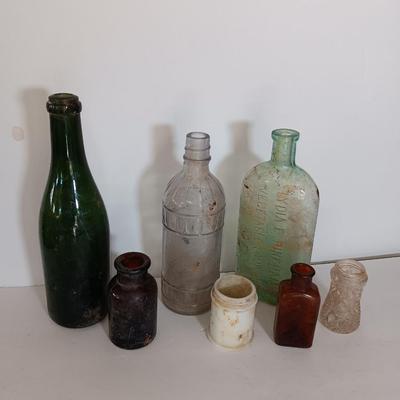 Antique glass bottles