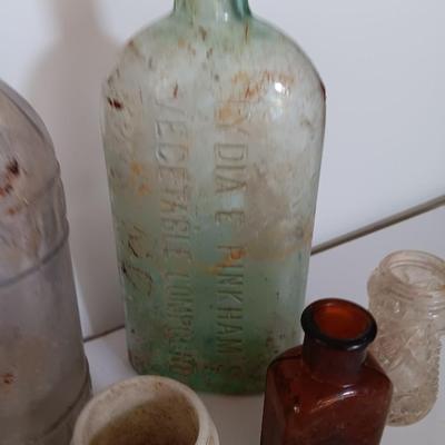 Antique glass bottles