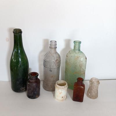 Antique glass bottles
