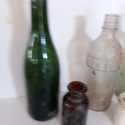 Antique glass bottles