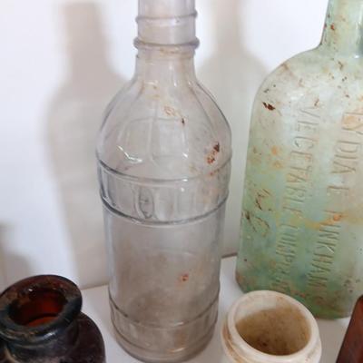 Antique glass bottles