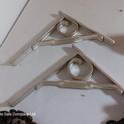 Vintage hardware for cabnitry with shelf hardware and a plastic decorative hanger