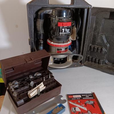 Craftsman 1 1/2 Horsepower Router with accessories in case