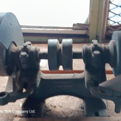 Antique steel bench grinder