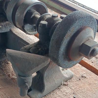Antique steel bench grinder