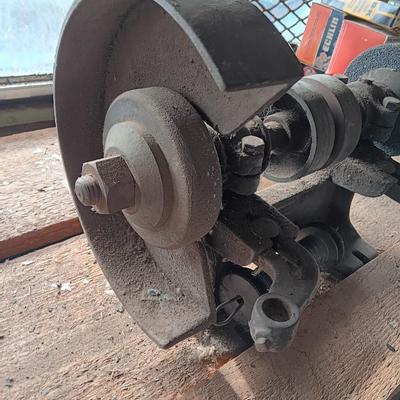 Antique steel bench grinder