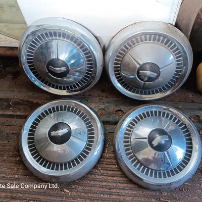 Set Of Four 1957 Chevy Chevrolet Poverty Dog Dish Hubcaps 150 210