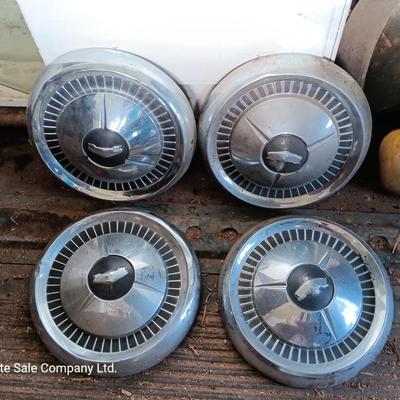 Set Of Four 1957 Chevy Chevrolet Poverty Dog Dish Hubcaps 150 210