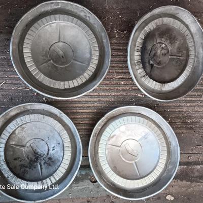Set Of Four 1957 Chevy Chevrolet Poverty Dog Dish Hubcaps 150 210
