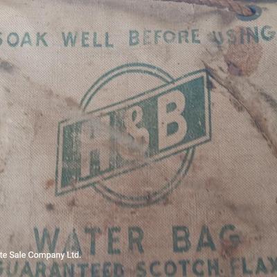 Antique H&B water bag Hendrie & Bolthoff Co. canvas waterbag with cork plug