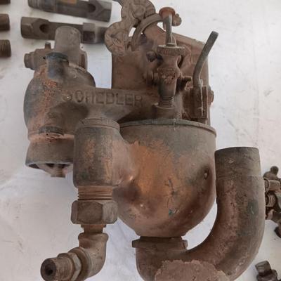 Very neat old Antique Brass SCHEBLER Model "L" BRASS CARBURETOR PAT. 1907 with brass fittings