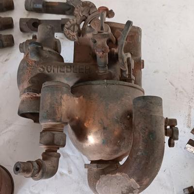 Very neat old Antique Brass SCHEBLER Model "L" BRASS CARBURETOR PAT. 1907 with brass fittings