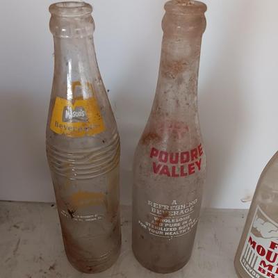 Antique painted lable beverage bottles - Fort Collins - Greeley co. and Chicago Soda bottles