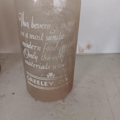 Antique painted lable beverage bottles - Fort Collins - Greeley co. and Chicago Soda bottles