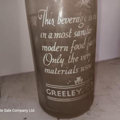 Antique painted lable beverage bottles - Fort Collins - Greeley co. and Chicago Soda bottles