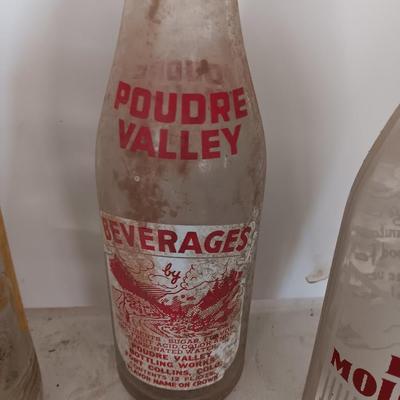Antique painted lable beverage bottles - Fort Collins - Greeley co. and Chicago Soda bottles