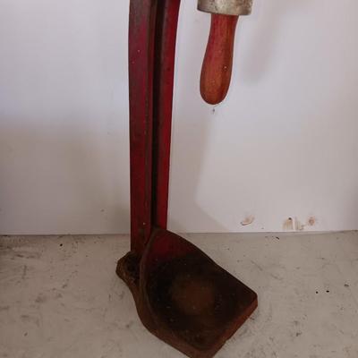 Vintage bottle cork machine hand crank with vintage glass bottles