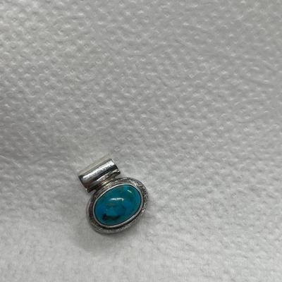 Sterling silver ATI Opal turquoise pendant ( Slide Bail) mexico 925