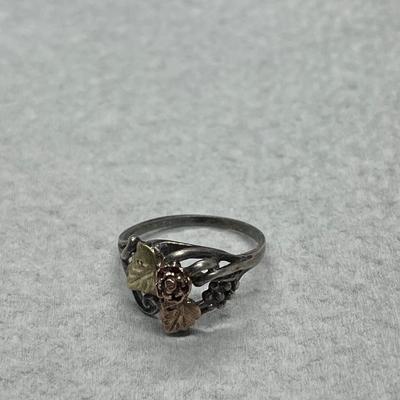 Vintage Black Hills silver & gold ring size 6.25