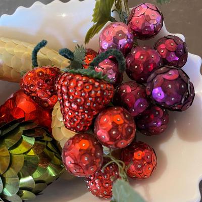 Westmoreland English Hobnail Milk Glass w/ fruits