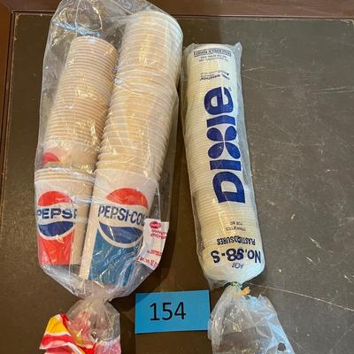 Vintage Pepsi Waxed Paper tumblers w/ lids