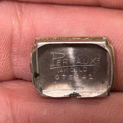 14k Gold Perraux Ladies Wrist Watch Parts or Repair Only - gold case not gold band