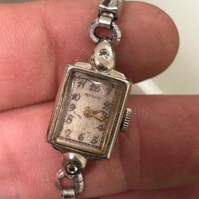 14k Gold Perraux Ladies Wrist Watch Parts or Repair Only - gold case not gold band