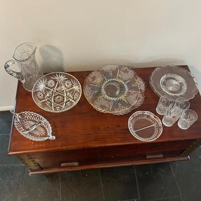 Lot of cut glass, acid etched glass, and misc glass