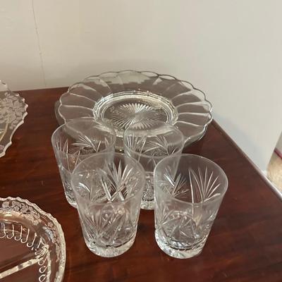 Lot of cut glass, acid etched glass, and misc glass