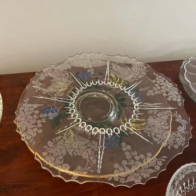 Lot of cut glass, acid etched glass, and misc glass