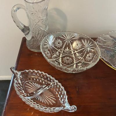 Lot of cut glass, acid etched glass, and misc glass