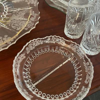 Lot of cut glass, acid etched glass, and misc glass