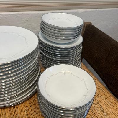 Porcelain China Set by Noritake, Whitebrook Pattern - all pieces seen
