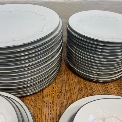 Porcelain China Set by Noritake, Whitebrook Pattern - all pieces seen