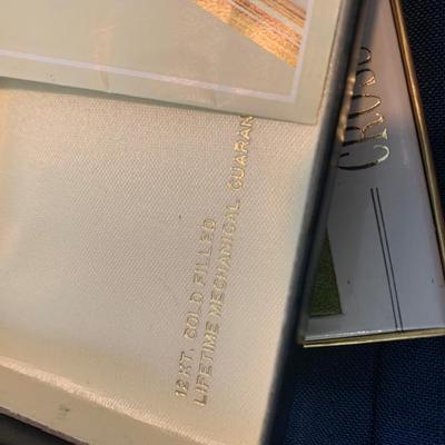 12k Gold Plated Vintage Cross Pen Set In Case w/ Paperwork