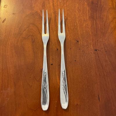 Two Silverplate Cocktail / Pickle Forks: MET-90