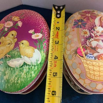 Vintage Easter Lot Baret Made in England Tins + Eggs