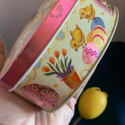 Vintage Easter Lot Baret Made in England Tins + Eggs
